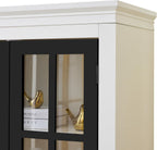 roomfitters 71.2'' Pantry Cabinet with Glass Door, Farmhouse Display Cabinet with Storage for Kitchen and Hallways, Black & Cream White