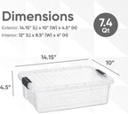 Superio Storage Bins with Lids- 6 Pack, 7.4 Qt Clear Boxes for Organizing, Stackable Plastic Containers- BPA Free, Non-Toxic, Odor Free, Organizer for Home, Office, Dorm