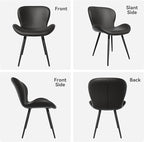 Nalupatio Dining Chairs Set of 4, Modern Dining Room Chairs Comfy Backrest Thick Upholstered Kitchen Chairs 19IN Height with Metal Legs Black（Pu Leather）