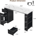 Kitchen Island Table, 59-Inch Modern Counter Height Dining Table | kitchen table w/Pull-Basket Drawer, 3-Tier Shelves,1.5"Thick Marble Tabletop, Bar Table for Dining Living Room Balcony Bistro