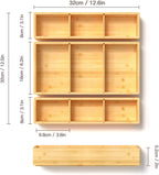 Bamboo Drawer Organizer 12.5'' X 12.5'' X 2'', Adjustable 3 Individual Junk Drawer organizer for Bathroom and Kitchen, Wood Drawer Tea Organier Boxes for Silverware, Make up and Tea Bag