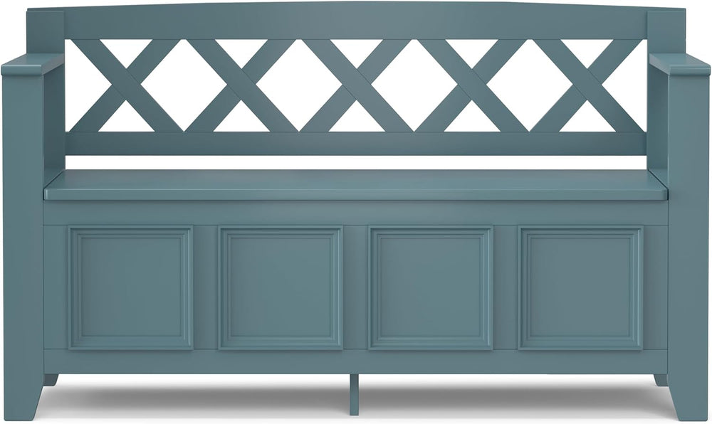 SIMPLIHOME Amherst Entryway Storage Bench - 48 inch Wide Solid Wood Hallway S...