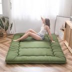 MAXYOYO Japanese Floor Mattress Futon Mattress, 4" Thicken Tatami Mat Sleeping Pad Foldable Roll Up Mat Boys Girls Dormitory Pad Kids Floor Lounger Pillow Bed, Charcoal Grey, Queen Size