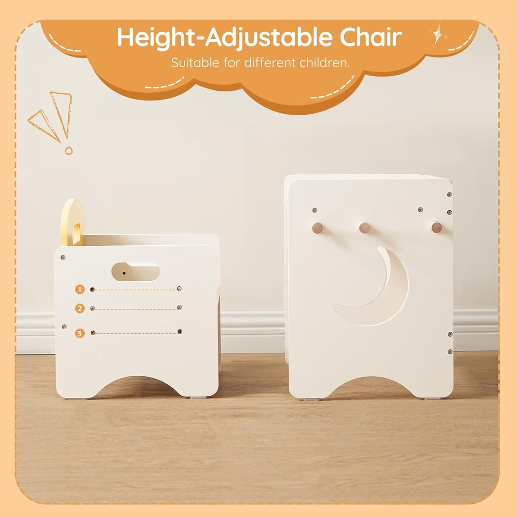 HOOBRO Weaning Table and Chair Set, 3-Level Height Adjustable Chair for Ages 1-3, Wooden Baby Activity Furniture for Reading, Playing and Eating, Enlarge Desktop, Easy to Assemble, Natural WN03KT01