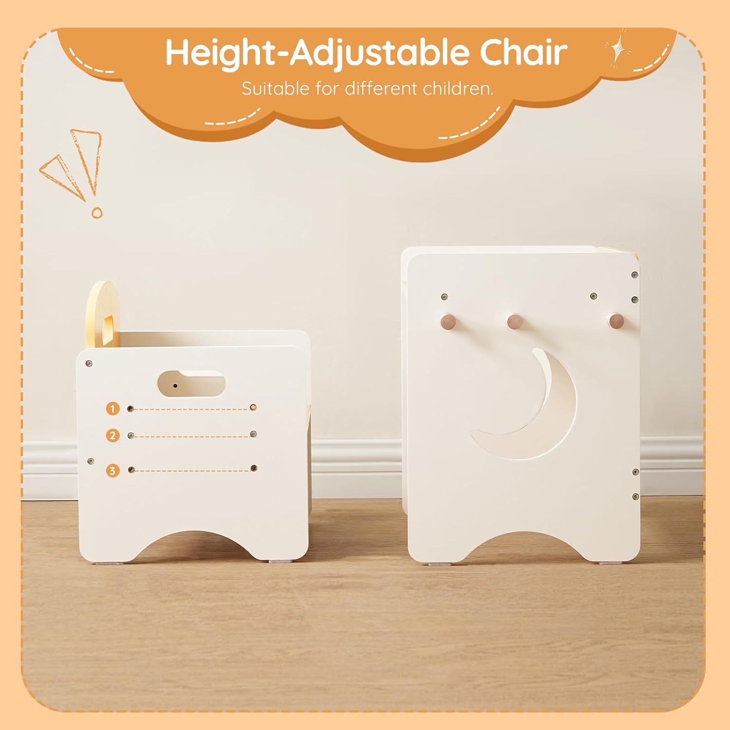 HOOBRO Weaning Table and Chair Set, 3-Level Height Adjustable Chair for Ages 1-3, Wooden Baby Activity Furniture for Reading, Playing and Eating, Enlarge Desktop, Easy to Assemble, Natural WN03KT01