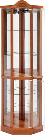 Classical Glass Cabinet Lighted, Wine Cabinet with Adjustable Glass Shelves, for Living Room Corridor,for Kitchen Home