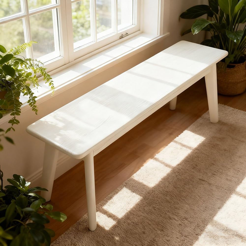 Solid Wood Bench, Rustic Skinny Wood Bench for Entryway, Narrow Bench Dining ...