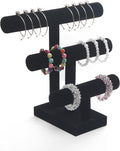 Wuligirl 3 Tier Bracelet Holder T-Bar Jewelry Stand Velvet Jewelry Holder Jewelry Display Bangle Organizer Storage Holder Velvet Black (3T Bar)