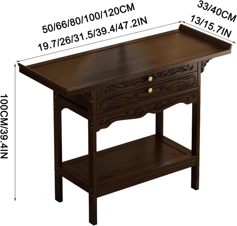 HARELA Meditation Altar Table Cabinet with Drawer, Meditation Shrine Buddhist...