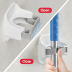 reliahom 10 Pack Broom Holder Wall Mount Mop Grippers No Drilling Self Adhesive Anti-Slip Mop Handle Hanger Dustpan and Broom Organizer Garage Storage Racks-White