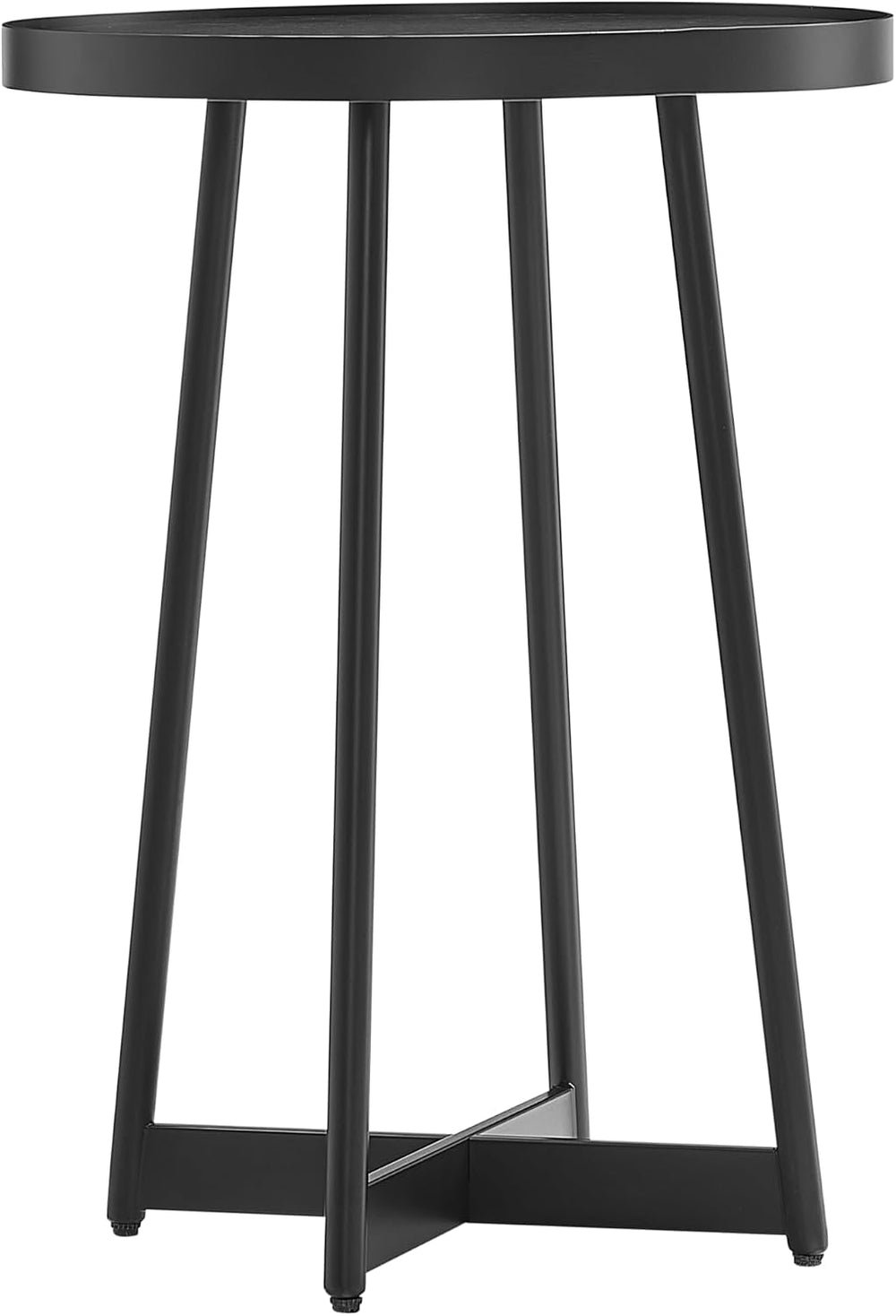 Ranlo Modern Round Accent Table with Geometric Metal Legs in Black Finish