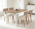 chairus Dining Chairs Set of 4, Upholstered Farmhouse Kitchen Chairs with Natural T-Shape Wood Back Armless Dining Room Chairs with Soft Wide Seat, Linen Beige