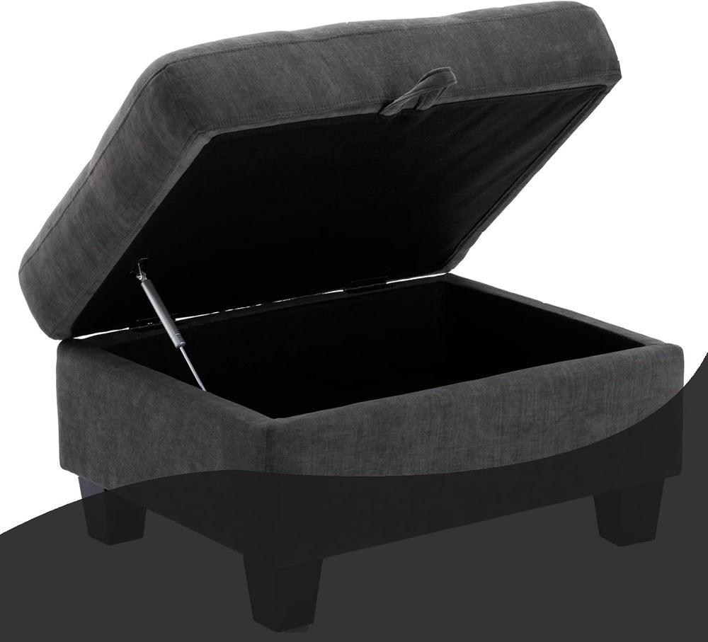 Couch Ottoman with Storage Dark Grey,Velvet Upholstered Large Square Ottoman ...