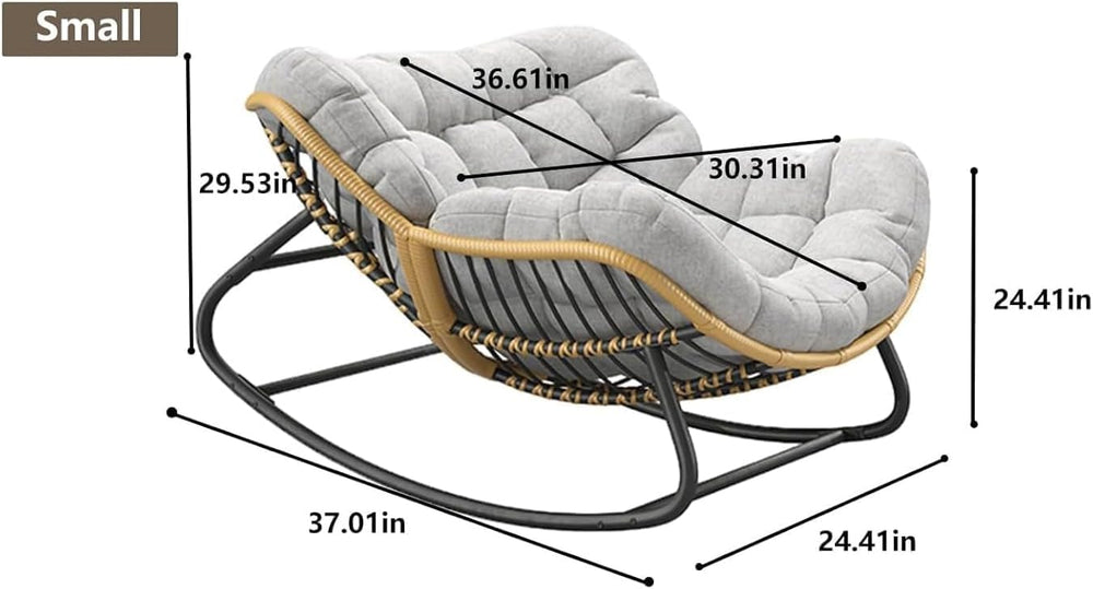Papasan Rocking Chair with Comfy Thick Cushion, Oversized Outdoor Rocking Cha...
