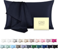 Natural Mulberry Silk Pillowcase for Hair and Skin Queen Size 20"X30" Silk Pillow Case with Hidden Zipper Soft Breathable Smooth Cooling Silk Pillow Covers for Sleeping(Navy Blue,Queen,1Pcs)