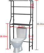 UDEAR 3-Tier Over The Toilet Rack,Bathroom Shelf Space Saver,Corner Stand Storage Organizer Accessories,The Washing Machine,with Hanging Rod,Tower Shelf,Black