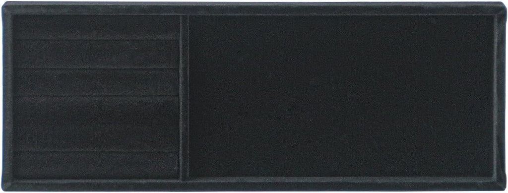 Divided Drawer Organizer - Velvet Jewelry Storage Tray for Necklace, Bracelet, Ring, Earring Display - Bedside Nightstand Desk Holder for Phone, Watch, Sunglasses, Cosmetics Storage - Black, 2 Grid