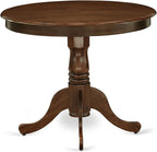 East West Furniture ANDA5-AWA-27 5 Piece Kitchen Table & Chairs Set Includes a Round Dining Table with Pedestal and 4 Polyester Fabric Upholstered Chairs, 36x36 Inch, Antique Walnut