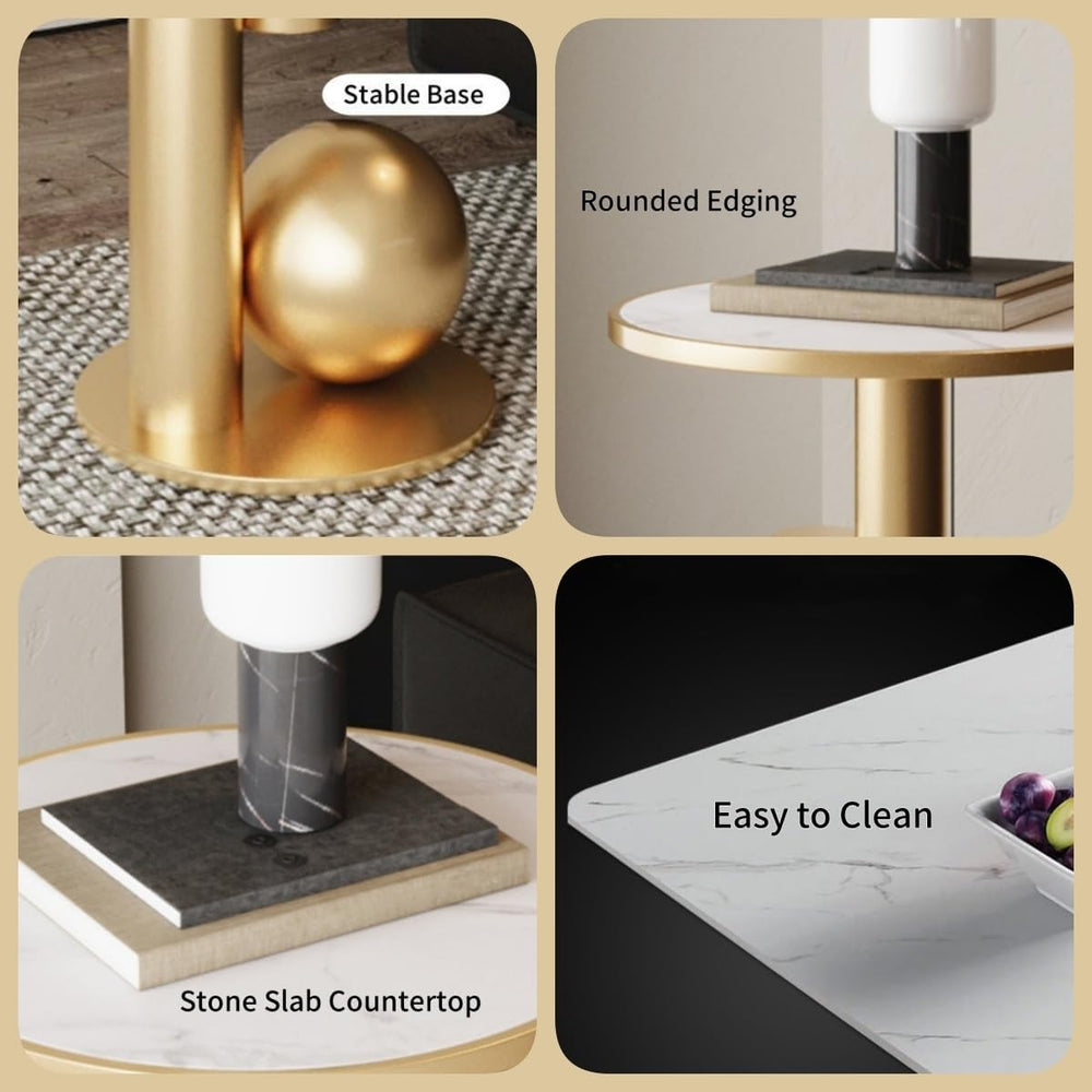 Side Table Round, Modern Accent End Table, Small Drink Table for Small Spaces...
