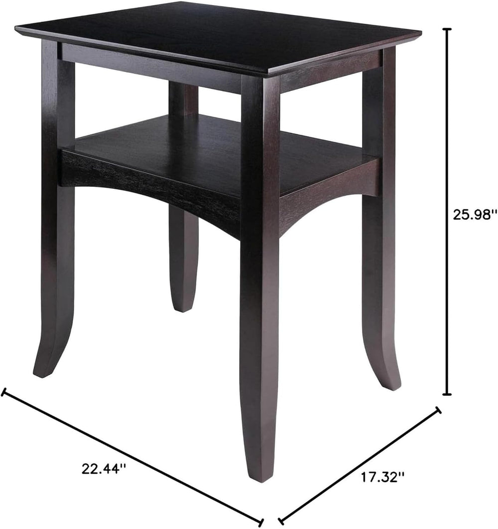 Camden Solid Wood End Table with Lower Shelf, Traditional Side Table for Livi...