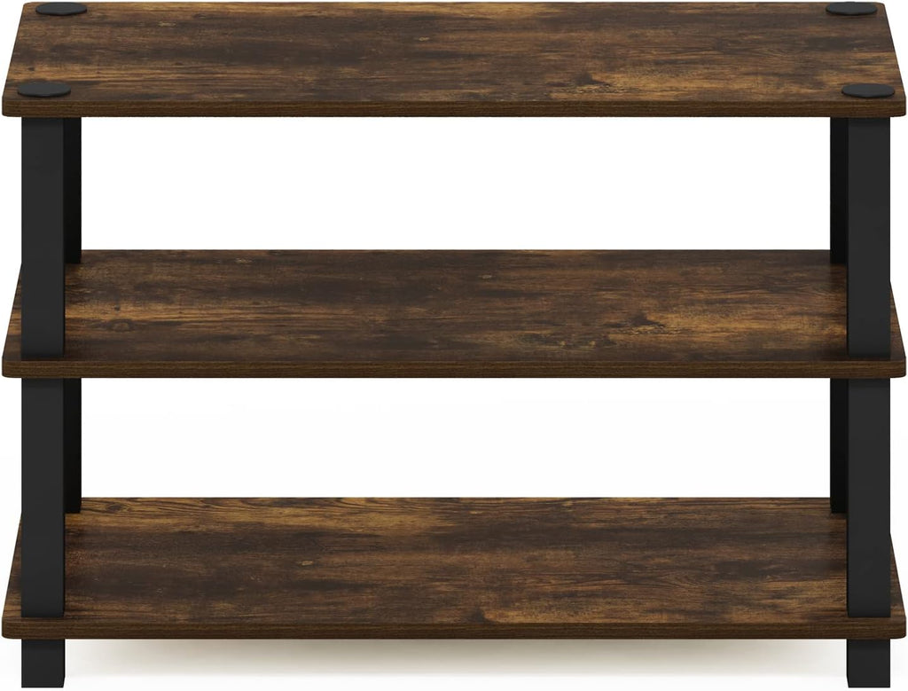 Furinno Turn-S-Tube 3-Tier Shoe Rack, Amber Pine/Black