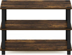 Furinno Turn-S-Tube 3-Tier Shoe Rack, Amber Pine/Black