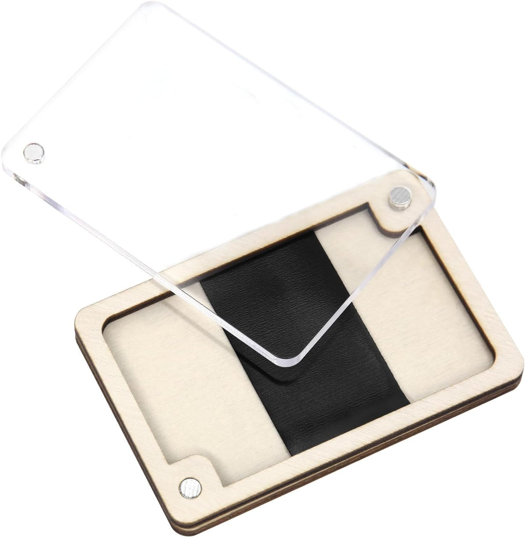 HINGTAI Wooden Magnetic Needle Holder Case with Clear Lid, Sewing Needle Organizer Box with Snap Closure, Strong Built-in Magnet Secures Pins Under 6.5cm, Craft Supplies Storage Gift for Sewers