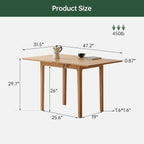 31"-47" Foldable Dining Table and Chairs Set for 4, Solid Wood Extendable Kitchen Table with Oak Wood Legs, Space-Saving Dinner Tables for Living Room, Kitchen (Original, 1table+4cushion chairs)
