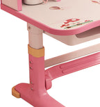 Kids Functional Desk and Chair Set, Study Desk with Chair, Height Adjustable Children School Desk with Storage Drawer for Boys Girls Pink