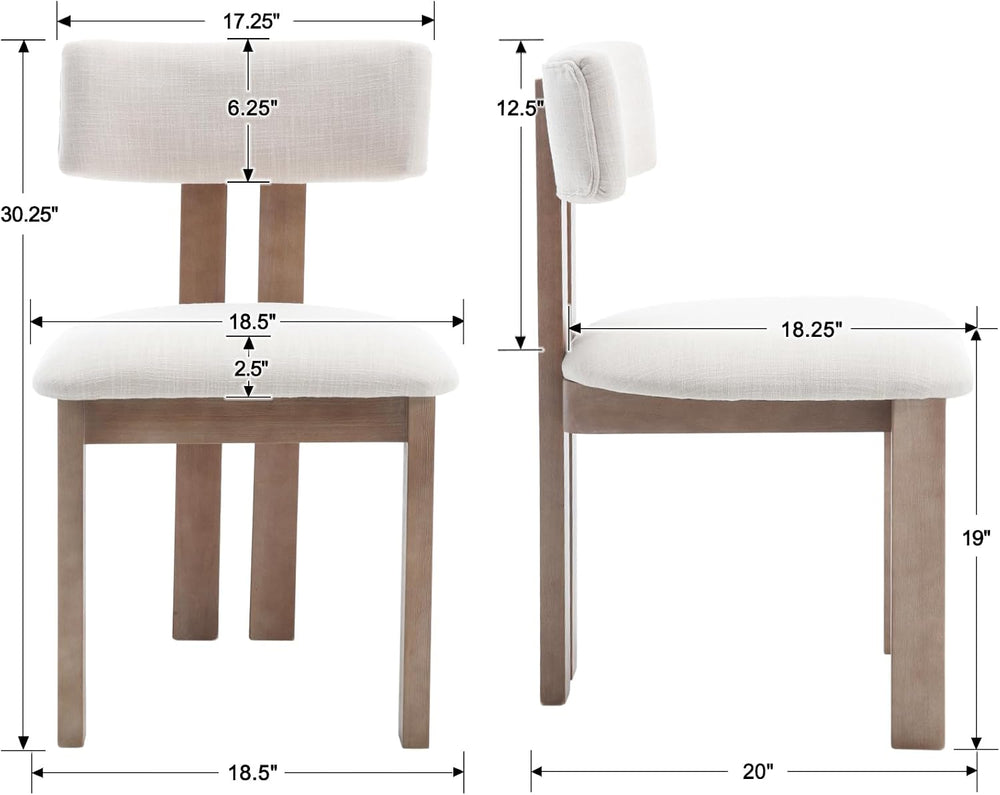 Kmax Farmhouse Dining Chair Set of 6, Linen Fabric Dining Room Chair Curved B...