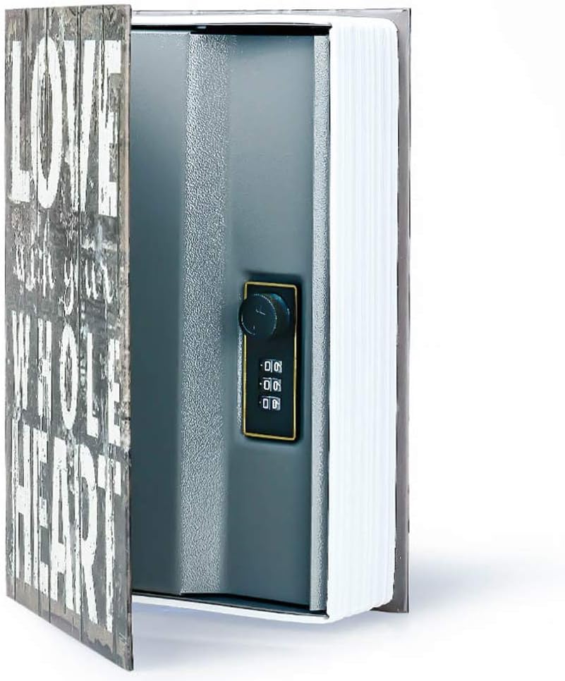 Diversion Book Safe Storage Box (9.5"×6"×2.2"), Dictionary Secret Safe Can with Security Combination Lock, Diversion Book Hidden Safe (Love Style-Code)
