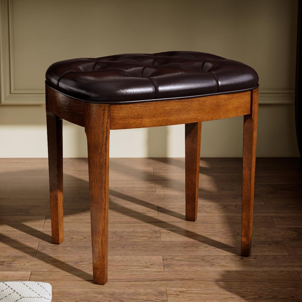 Vanity Stool Bench with Upholstered, Modern Luxury Wood Stool ,Ottoman Shoe B...