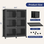 120Gal Stackable Storage Bins with Lid, 480Qt Extra Large Collapsible Storage Box with Wheels, Dividers, Folding Plastic Cabinet Closet Organizers for Home Kitchen Office Dorm, 3Pack Black