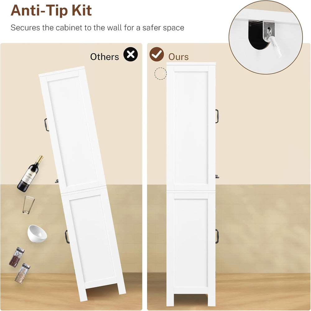 TEENFON Tall Storage Cabinet with 2 Adjustable Shelves & 1 Large Drawer, ...
