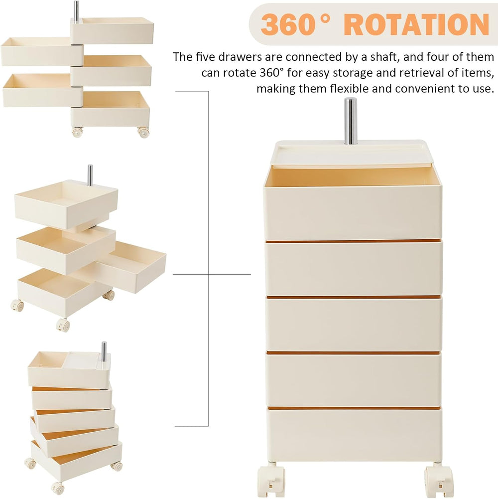360° Movable Rotating Storage End Table Sofa Side Cabinet Laptop Bedside Tabl...