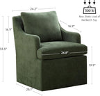 VKNOW Upholstered Dining Chairs Set of 4, Modern Kitchen Chairs Dinner Chairs with 4 Casters, Chenille Armchair for Bedroom Reading Room Living Room, Green