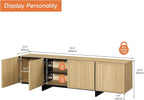 WAMPAT Modern TV Stand for 32-75 inch TVs, Wood Entertainment Center with Storage Cabinets, Media TV Console Table for Living Room, Oak