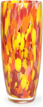 Murano Style Glass Vase Hand Blown Orange Confetti Effect Home Decor AD3 | Hand Blown Glass Vase, Decorative Table Centerpiece for Flowers - A Unique Gift for Christmas, Mother's Day, Valentine's Day