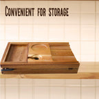 XcE Foldable Acacia Wood Bathtub Caddy Tray - Expandable to 40 Inches with Non-Slip Pads for Couples Luxury Bath