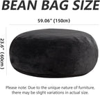 Big Bean Bag Chair 5Ft Memory Foam for Adults, Giant Lounge, Black | Memory Foam Filler, Removable Washable Flannel Cover, Big Bean Bag Lounge Reading Chair for Bedroom Living Room Adults