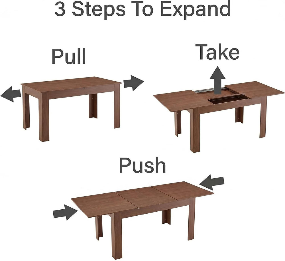 Extendable Dining Table for 4-10 People｜59-87 Inch Rectangular Kitchen & ...