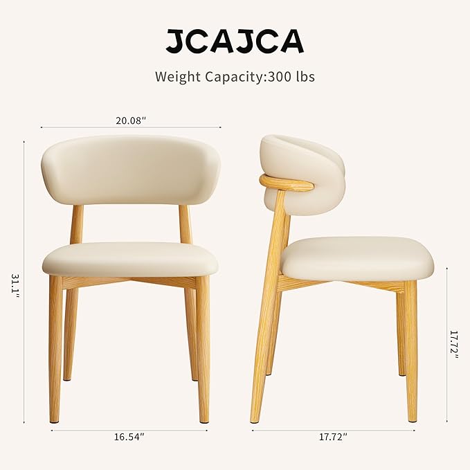 Kitchen Dining Chairs Set of 6 Modern Soft Linen Farmhouse Dining Room Chairs, Beige/Original