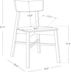 CHITA Soild Wood Dining Chairs Set of 2, Mid Century Modern Walnut Wood Kitchen Chairs with Curved Backrest, Dining Room Chair for Kitchen, Restaurant