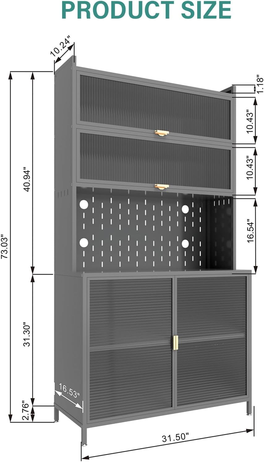 73'' Tall Kitchen Pantry Cabinet,Metal Pantry Cabinet with Adjustable...