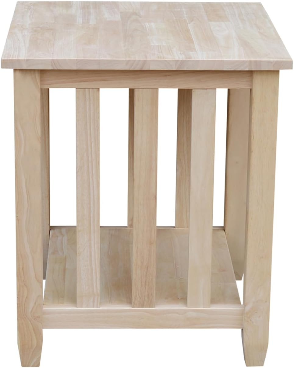 HomeStock Asian Tall End Table, Solid Parawood, 21" W x 21" D x 25&...