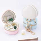 Heart Shape Ring Holder Keychain, Mini Travel Jewelry Case for Wedding Ring, Sports & Vacation, Portable Zipper Clutch Organizer for Earrings Necklace, Premium Gift for Women Girls (Pink)