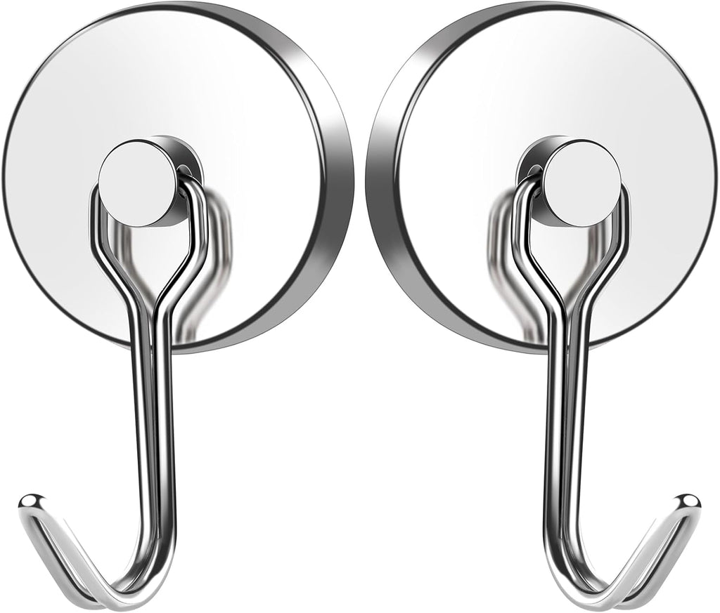 MIKEDE 120LB Magnetic Hooks, Neodymium Magnet Hooks for Hanging, Swivel Swing Magnetic Hook Heavy Duty, Strong Magnet with Hooks for Cruise, Kitchen, Camping, Door, Locker - 2 Pack
