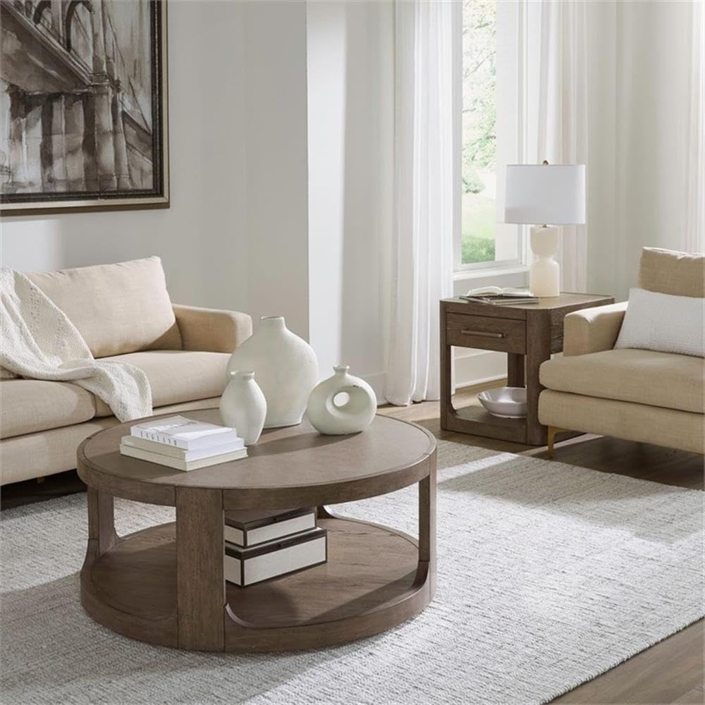 Pemberly Row 3 Piece Set, Round Rubberwood Cocktail Table with Faux Concrete ...