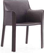 Manhattan Comfort Vogue Modern Faux Leather Dining Chairs, Metal Frame, Comfortable Padded Seat, Fully Assembled Armchair Accent Furniture, Set of 1, Grey
