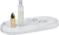 Natural Marble Tray 9.8”x4.7”x0.6” | Hand-Polished Oval Stone Tray for Bathroom Vanity & Jewelry Display – Durable, Unique Vein Patterns (Carrara White)